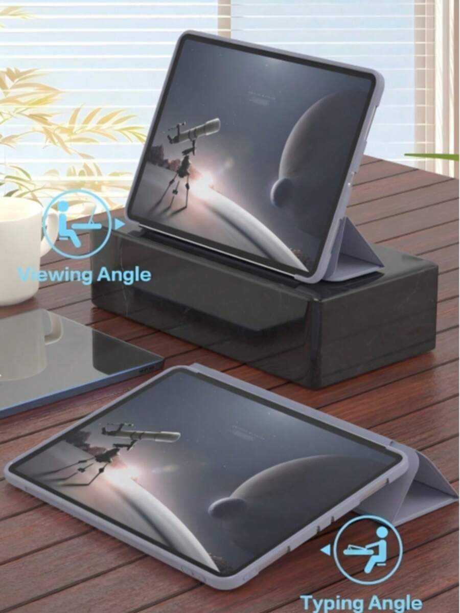 TenYide 可折叠支架平板电脑保护套，防尘/防摔/防震多层防护，兼容 iPad/Galaxy Tab/MatePad/Honor Pad/Pad/Pad/Tab/小新 Tab 系列，兼容 iPad A16 2025、Air 11/13 英寸、M2、M3、Pro 11/13 英寸、M4 2024、Air 5/4 10.9 英寸、Air 3 10.5 英寸、第九/八/七代 10.2 英寸、第五/六代 9.7 英寸、Mini 6 - 紫色 - 查看 1