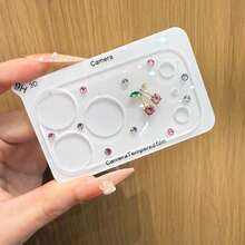 奢华闪耀钻石粉色樱花叶透明镜头膜，适用于苹果17 Pro Max/17 Pro，女士时尚全包镜头保护套，持久保护办公家用手机摄像头，防水、防震、防摔、防刮擦 - 粉紅色櫻桃鏡頭膜 - 查看 8