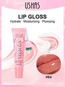 Son bóng dưỡng ẩm USHAS, 6 mùi hương, son dưỡng môi nuôi dưỡng, thích hợp chăm sóc môi mùa thu và mùa đông, mặt dây chuyền trang trí dễ thương, quà tặng Giáng sinh và năm mới không thể thiếu. - #04 Kẹo mút vị dâu - Xem 2
