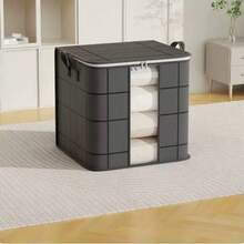 1 pieza Caja de almacenamiento con estilo de cajón, Caja de almacenamiento de ropa y ropa de cama, Caja de almacenamiento para el hogar, Caja de almacenamiento para muñecas de peluche. Tela talla grande gruesa actualizada, asa talla grande ancha y talla grande cómoda. Adecuado para almacenamiento en el hogar y en el almacén. - Gris - Ver 6