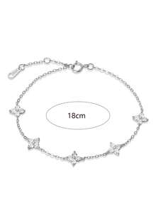 1 pieza Pulsera de flor de cuatro hojas minimalista francesa de plata de ley S925, accesorio exquisito de alta gama adecuado para uso diario, regalos del Día de San Valentín, Día de la Madre y Ramadán - Trébol de cuatro hojas - Ver 11