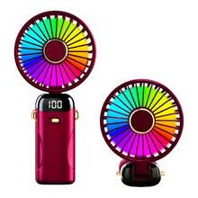 مروحة يدوية صغيرة مضيئة قابلة للشحن، مروحة محمولة تعمل ببطارية 800mAh، شاشة LED، مروحة يدوية صغيرة هادئة بشحن USB، مناسبة لسكن الطلاب والمكتب والاستخدام الخارجي، مع قاعدة، مروحة مكياج للنساء، قابلة للطي 180° 3 في 1 - أنماط متعددة - مشاهدة 9