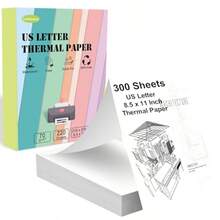 [300 hojas] Papel de impresora térmica de tamaño carta de 8.5 x 11 Estados Unidos papel térmico de secado rápido compatible con MT610 M08F D810 M832 M08E A285M A40 A80 A81 PR20 iDPRT HPRT - Blanco - Ver 1
