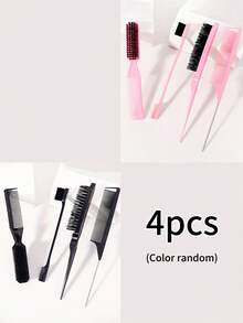 Bộ 4 lược tạo kiểu, bàn chải làm sạch, lược đuôi chuột kèm bàn chải lông mày hai đầu, lược nhựa gỡ rối, dùng được cho cả nam và nữ, bộ dụng cụ tạo kiểu tóc, vật dụng thiết yếu khi đi làm và du lịch. - Nhiều màu - Xem 7