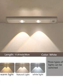 1件 LED 感應燈，附人體感應器，3色溫可調，超薄智能廚房檯燈，自黏式，適用於廚房、臥室、櫥櫃、衣櫃、樓梯、走廊等，廚房、臥室與衣櫃必備家居配件 - 三色 - 查看 13