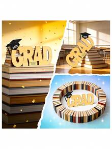 2026 Graduation Decorations, Wooden Graduation Symbol, Vintage Style Graduation Cap Decor, 2026 High School And University Graduation Party Supplies - GRAD Writing Ornament - View 4