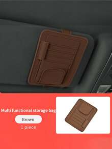 1pc Car Sun Visor Storage Bag, Sun Visor Bracket, Multi-Pocket Car Sun Visor Organizer Bag, Car Truck SUV Storage Bag, Multifunctional Car Interior Accessories Storage Bag, Sun Visor Storage Bag, Can Hold Fashion Glasses, Documents, Cards, Pens, Driver's License, Etc. - Black - View 19