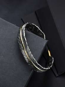 1 chiếc vòng tay nam phong cách retro, thiết kế lông vũ, khắc hai mặt - Thích hợp đeo hàng ngày và trong những dịp đặc biệt, thể hiện cá tính riêng của bạn. - Nhiều màu - Xem 4