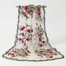 1pc Spring New Embroidered Women's Scarf, Breathable Shawl Headscarf - Multicolor - View 7