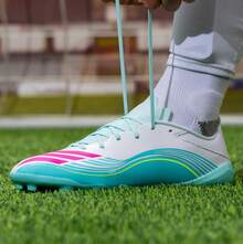 Adidas Giày bóng đá đinh ngắn tùy chỉnh mới dành cho nam và nữ, phù hợp với sân cỏ nhân tạo 2G/3G AG. - Trắng/Xanh bạc hà/Hồng - Xem 6