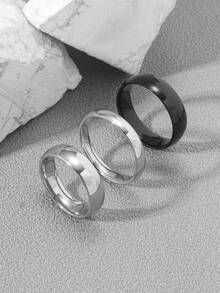 Bộ 3 nhẫn thép titan, kiểu dáng tối màu, có thể điều chỉnh kích thước, quà tặng cá nhân hóa đa năng dành cho nam giới. - Bộ nhẫn ba chiếc - Xem 3