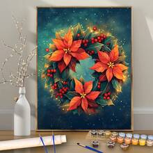 Uso artístico profesional, 1 pieza Corona de Navidad: Calidez del invierno - Kit de pintura digital DIY para principiantes - 40.64x50.8 cm - Sin marco - Adecuado para estudiantes de arte - Kit de pintura digital DIY - Pinturas profesionales - Pintar por números - Set de arte artesanal - Pintar por - Sin marco - Ver 1