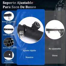 Soporte AdooAdii para Costal de Boxeo de Pared | Ajustable, Acero Inoxidable, 65cm, Capacidad de 150kg - Negro - Ver 3