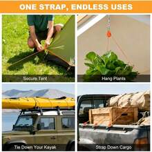 Polea de trinquete de cuerda para camping al aire libre, soporte ajustable para tensar rápidamente la cuerda de la tienda de campaña para hombres, adecuado para toldos, kayaks, canoas y luces de cultivo - Multicolor - Ver 4