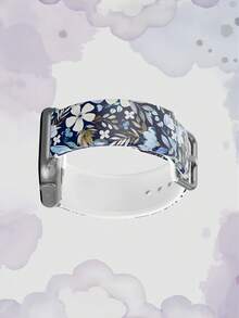 复古蓝白花卉图案单条柔软弹力透气腕带，适用于三星、荣耀智能手表，尺寸可选38mm、40mm、41mm、42mm、46mm、45mm、44mm、49mm；时尚休闲多色硅胶表带，适用于苹果手表Ultra系列SE/11/10/9/8/7/6/5/4/3/2/1 - 彩色 - 查看 5