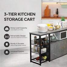 Mueble Organizador Multiusos para Cocina Almacenamiento de Alacena Estantes Organizadores Microondas con Repisas 2 Compuertas y 3 Canastillas Gris Oscuro 100 cm x 30 cm x 80 cm   958415 - gris - Ver 5
