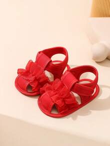 Baby First Walking Shoes 0-1 Year Old Lace Sandals - Red - View 5