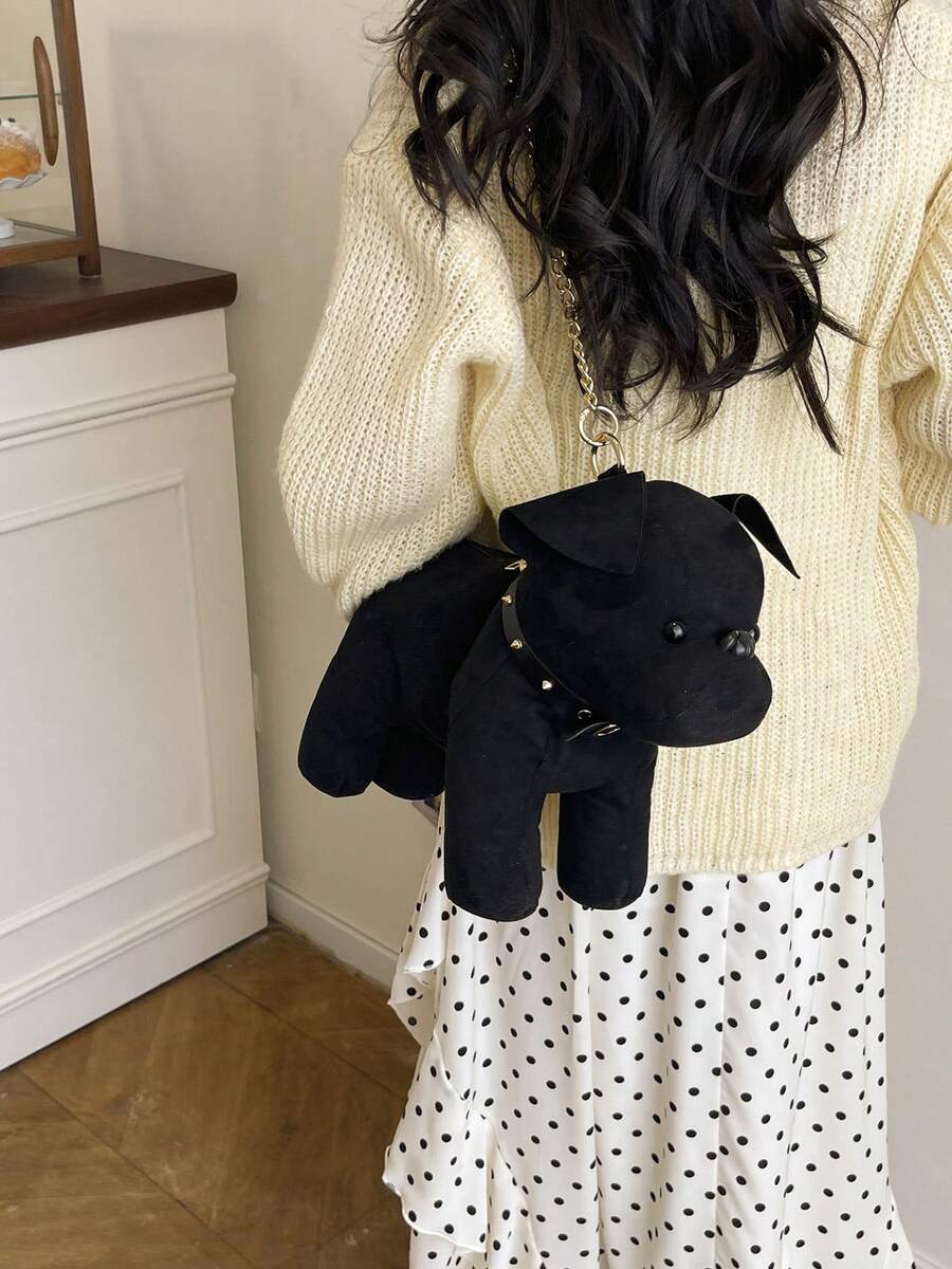 Fashionable And Versatile, Hand-Held Shoulder Cross-Body Bag, Pu Material Puppy Special-Shaped Bag, Suitable For Women To Go Out - 黑色1 - 查看 1