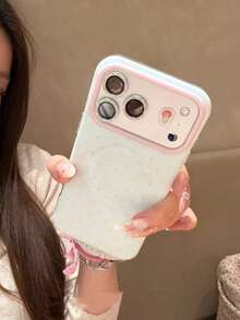 Minimalist Polka Dot Phone Case Suitable Compatible With Iphone 16 Pro Max, 17 New Model, 15 PM, Cute Korean Style, Shock-Proof Full Coverage Phone Case Compatible With Iphone 16 Pro, 17 Pro - Pink - View 5