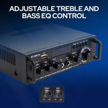 Bộ khuếch đại âm thanh không dây 5.0, amply công suất 2.0 kênh HiFi Stereo với USB, SD, AUX, điều khiển từ xa, ăng ten FM dành cho xe hơi, gia đình, loa thanh, tiệc tùng, phích cắm EU. - Phích cắm loại C của EU (220-240V) - Xem 6