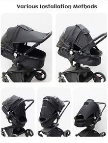 1pc Baby Stroller Sun Shade, Easy Installation, UV Protection Canopy With Optional Viewing Window - Multicolor - View 6