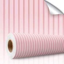 Paper and Wall Self-Adhesive Vinyl Striped Wallpaper With Floral Slatted Panel, Modern Decoration For Bedroom And Living Room - Best Sellers - Màu hồng có gân - Xem 1