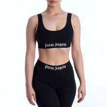 Palm Angels Top sportivo da donna con logo PWVO010C99FAB0011001 - nero - Visualizzare 1