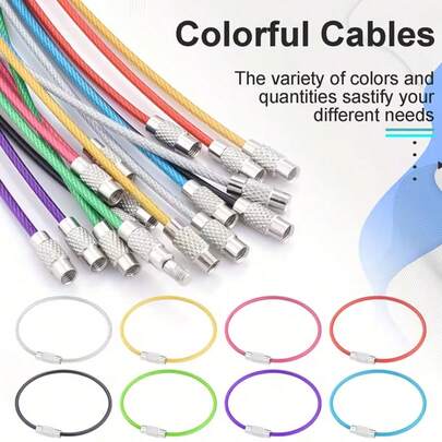 5/10 piezas Llaveros de alambre de metal multicolor - Perfectos para las llaves de los jóvenes, etiquetas de equipaje de viaje y aventuras al aire libre, Navidad, regalo para Año Nuevo, Día de San Valentín, Accesorios de encanto para bolsos, Regalos para maestros