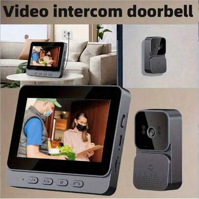 Timbre inteligente inalámbrico con cámara de video HD 1080P, detección de movimiento, visión nocturna, control táctil y batería recargable - Montado en la pared, sin aplicación requerida, uso en interiores, timbre inteligente VIDI para del hogar, cámara montada en la pared con funciones avanzadas, alimentada por batería (sin enchufe), autoadhesiva, batería de litio
