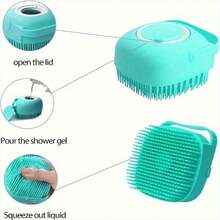 1pc Pet Shampoo Brush Set: A Dual-Sided Grooming Featuring Soft Silicone Bristles. With Built-In Storage, It's Ideal For Both Dogs And Cats, Making Bath Time A Breeze For Short And Long-Haired Furry Friends Alike - 查看 7