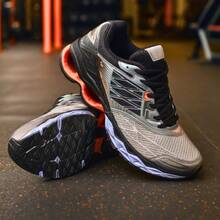 Men's Athletic Shoes For Training, Gym, Walking, Running - Comfortable - Gray Orange - View 2
