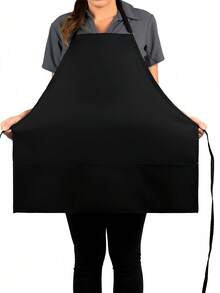 Tạp dề đen có thể điều chỉnh, kiểu dáng unisex, có 3 túi, phù hợp cho bồi bàn, nhân viên pha chế, giáo viên, người làm vườn và đầu bếp tại gia. - màu đen - Xem 6
