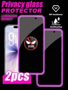 2 piezas Protector de pantalla de vidrio templado púrpura luminoso, alta definición anti-sudor, anti-caída y anti-robo, apto para iPhone 11/12/13/14/15/16/16 Plus/16 Pro/16 Pro Max/16 SE/17/17 Air/17 Pro/17 Pro Max - Morado - Ver 21