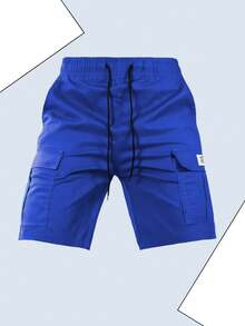 Quần short cargo nam kiểu dáng thường ngày, nhiều màu sắc, chất liệu polyester, dây rút eo, dây đeo vai điều chỉnh được, cạp chun co giãn, nhiều túi, lý tưởng cho phòng tập thể dục, có thể giặt được, quần short thể thao mùa hè, vải bền, quần jogger, món quà hoàn hảo cho bố và bạn trai nhân dịp tựu trường, Giáng sinh. - Màu xanh lam - Xem 10