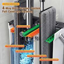 Joybos Mop And Bucket Set With Wringer System, Hands Free Flat Floor Mop And Bucket, 2 Zone Separate Dirty And Clean Water, With 4-Way Ultra Deep Cleaning Scrapers, 12.99/17.32inch Wet And Dry Mop, 4 Washable Pad, Mop For Floor Cleaning All Floors Tile Wall Window - Cây lau nhà 13 inch + Xô + 4 miếng lau thay thế - Xem 4