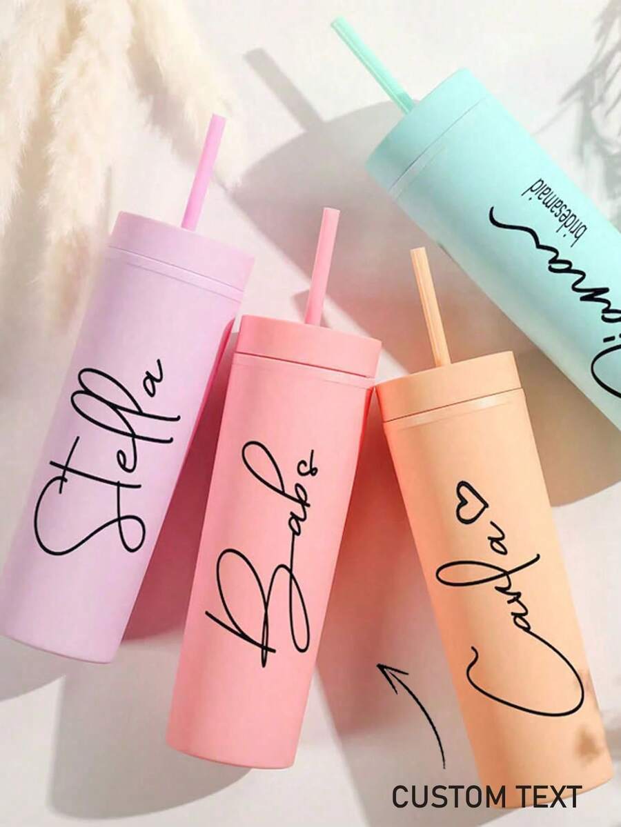 1 Stück 500ml personalisierter isolierter Becher mit Namen und Blumenmuster, gerade zylindrische Kaffeetasse, Auto-Tasse, Thermobecher, Sublimation - Verschiedenfarbig - Übersicht 1