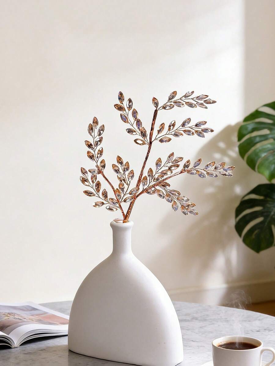 1 pièce Branche de fleur en cristal de couleur champagne élégante, artificielle. Convient pour un cadeau de fête des mères, la décoration de mariage, la décoration de table de fête, l'arrangement de vase à la maison