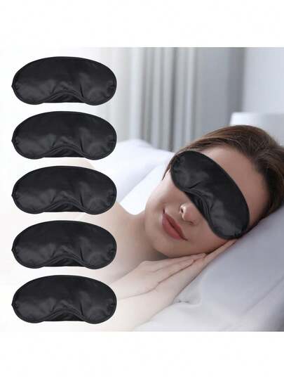 5 Pcs Sleep Mask, Eye Masks For Sleep, With Nose Pad And Elastic Strap For Blind Folds, For Adult Play, Travel Eye Mask, Sleeping, Team Building (Black, Medium(3.35 X 7.28inch)),44628168