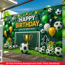 2D Piatto 1 pezzo Sfondo in Poliestere per Compleanno di Calcio per Ragazzi, Palloncino Trofeo Porta da Calcio, Sfondo Fotografico con Silhouette Sportiva, Uso Interno/Esterno, Perfetto per Festa di Compleanno a Tema Calcio per Ragazzi, Celebrazione di Compleanno per Appassionati di Sport, Decorazione Tavolo dei Dolci, Fotografia di Compleanno, Disponibile in Più Dimensioni - A - Visualizzare 4