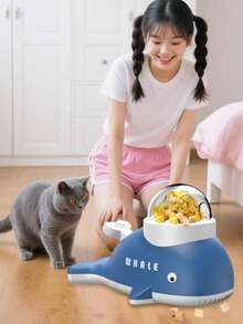 鲸鱼互动猫狗慢食喂食器 - 益智食物分配器宠物益智玩具 - 藍色 - 查看 3