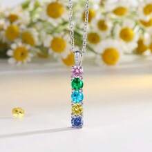 1 chiếc vòng cổ đá quý gia đình bằng bạc khắc tên cá nhân, vòng cổ đá quý vuông bằng vàng, trang sức đá quý, quà tặng cho phù dâu, vòng cổ đá quý gia đình, quà tặng tùy chỉnh, vòng cổ đá quý theo yêu cầu, quà sinh nhật, vòng cổ đá quý, quà tặng Ngày của Mẹ - Bạc - Xem 4