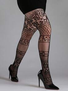 1 Pair Women's Floral Mesh Stockings, Slim Fit Comfortable Fashionable Sexy Unique, Suitable For Daily Wear, Work Commute And Outings - Multicolor - View 33