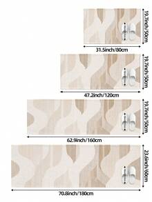 DAJIANG 1pc Modern Luxury Asymmetrical Wave Pattern Long Kitchen Floor Mat, Suitable For Bathroom, Kitchen, Outdoor, Indoor, Hallway, Bedroom, Living Room - Multicolor - View 2