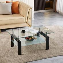 Clear Tempered Glass Coffee Table Living Room Tea Table - Clear - View 3