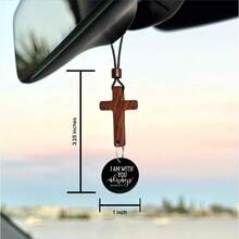 Adorno colgante para espejo retrovisor del coche con versículo bíblico, decoración de cruz, colgante de cruz para espejo retrovisor del coche, accesorio cristiano, regalo del Día del Padre, decoración espiritual para el coche, regalo de fe, colgante decorativo de cruz, elegante adorno religioso, accesorio de fe duradero - Negro - Ver 5