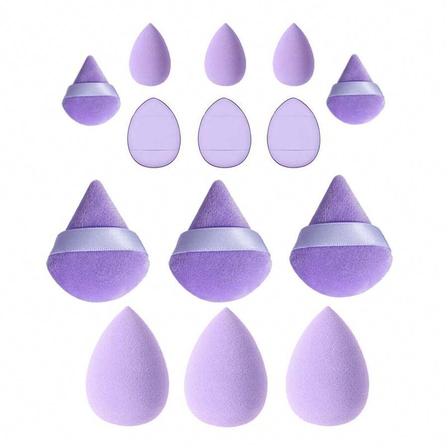 2026 Air Cushion Puff, Egg Yolk Powder Puff, Dual-Use For Wet And Dry, Compact Powder Beauty Sponge, Non-Latex Marshmallow Puff - Bộ 14 lon in hình màu đen/vàng trơn, nắp in. - Xem 1