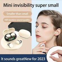 Earbud Nirkabel Ultra-Mini Tak Terlihat, Earphone Bluetooth 5.3 Seukuran Kacang dengan Layar Digital HD, Mikrofon, Panggilan Jelas, Peredam Kebisingan, Kontrol Sentuh, Latensi Rendah, Suara Berkualitas Tinggi, Deteksi Pemakaian, Kenyamanan Sepanjang Hari, Kompatibel dengan Berbagai Perangkat, Desain In-Ear, Penyimpanan Portabel, Pengisian Cepat Type-C, Waktu Siaga Lama - View 7