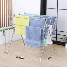Tendedero de Ropa Tendedero Plegable para Ropa de Acero Inoxidable con 4 Barras para Calcetines Toallas Sujetadores Ropa Interior Ahorra Espacio Drying Rack Plata - Gris - Ver 2