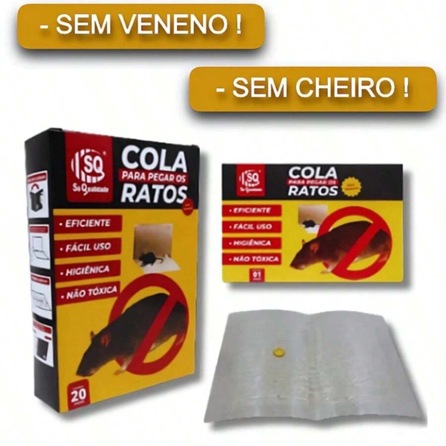 ENVIO RAPIDO Ratoeira Adesiva Armadilha Roedores Cola Rato, Pragas -Linha Premium Qualidade Garantida Praticidade -25x18 - A - Visão 1