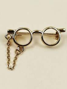 Broche de gafas de dibujos animados lindo para mujeres, alfiler de cuello versátil y personalizado, hebilla antideslizante y elegante para trajes - Dorado - Ver 2